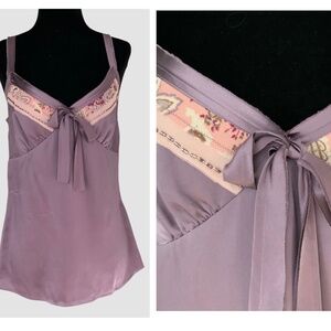 Banana Republic Vintage Look Silk Embellished Camisole Tank Top Purple M (S)